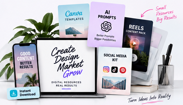 Digital products, templates, reels content and AI prompts